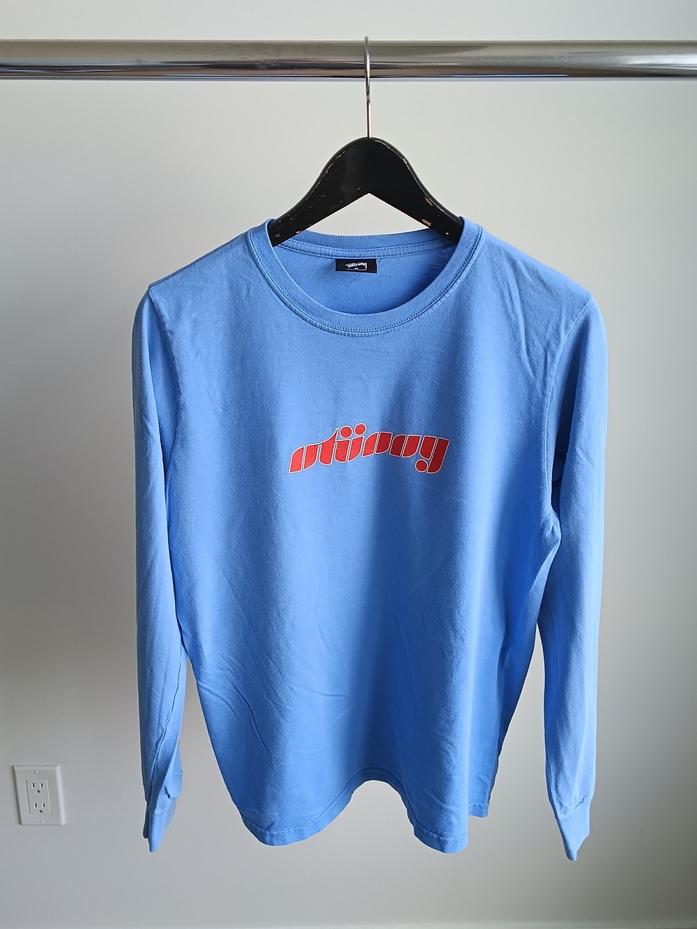 Vtg Y2K Stussy Blue Long Sleeve Graphic Tee Size M